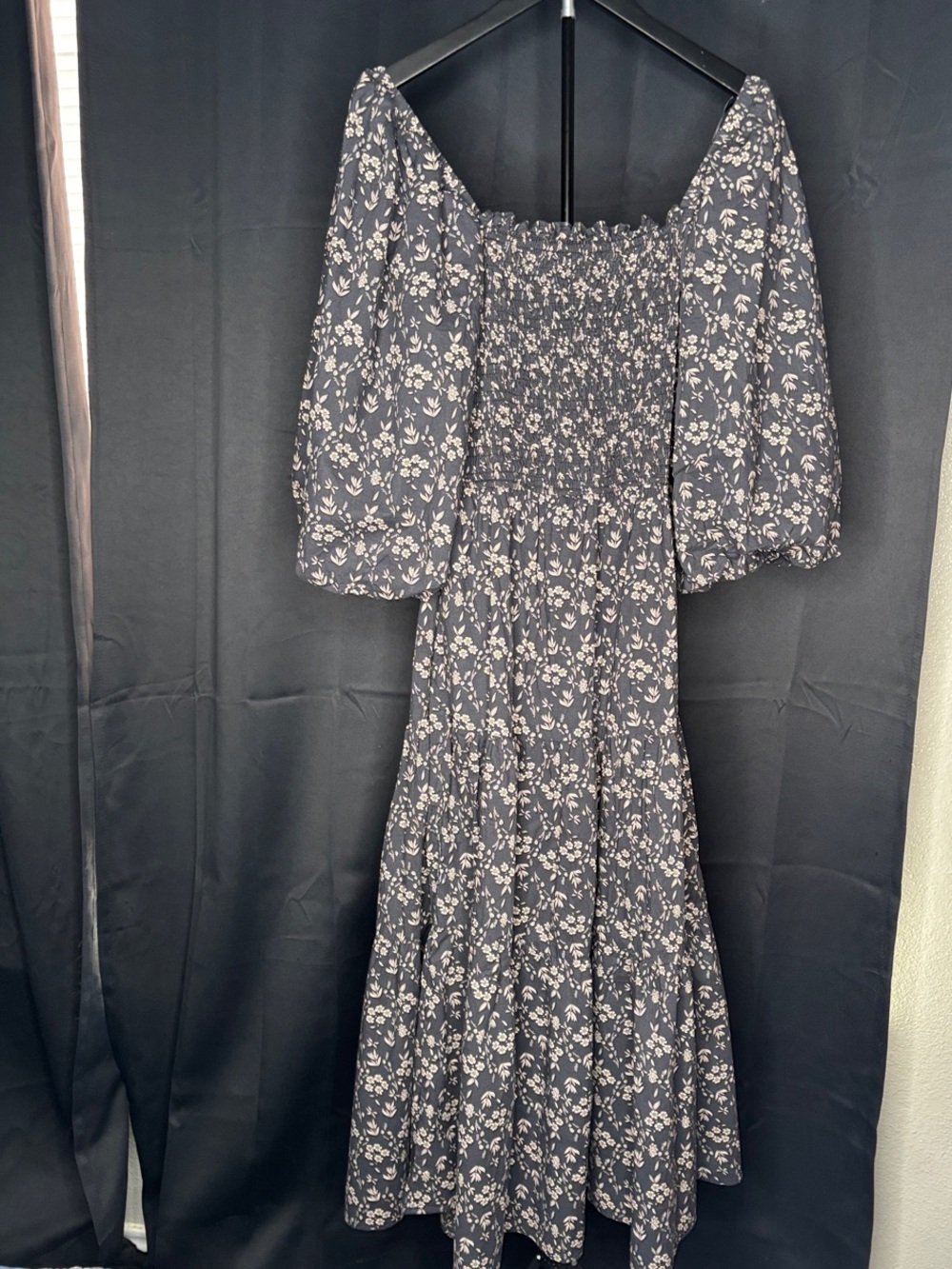 Dress Forum Black Floral Maxi Dress with Puff Sleeves